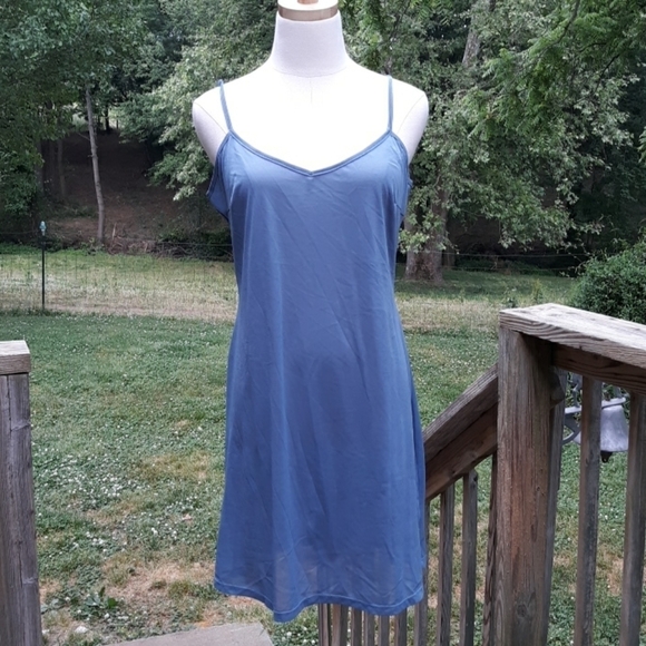 Beige by eco blue dress boho hippie peasant style - Picture 2 of 3